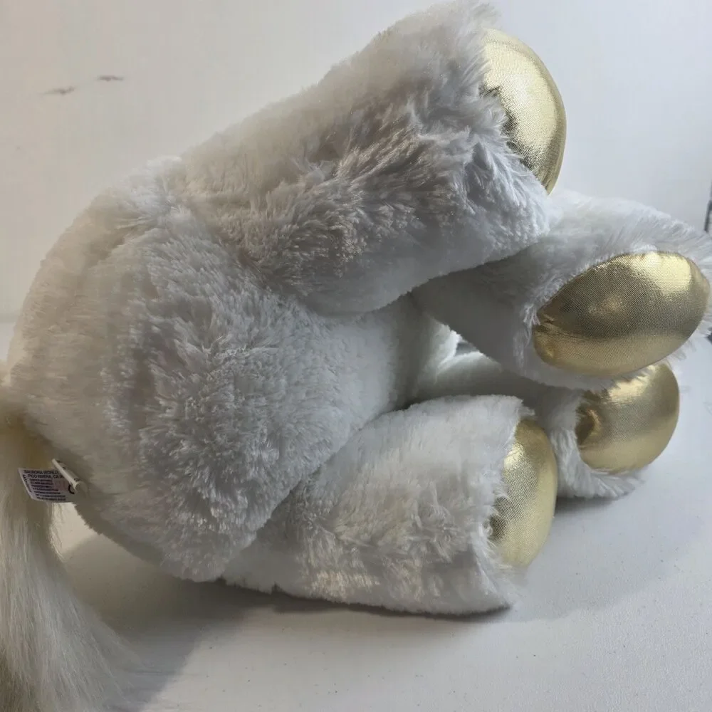 Aurora Large Unicorn Plush White Gold Magical Fluffy Soft Toy Sitting 21” Tall